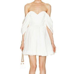 AJE Zorina Sweetheart Mini Dress - Size S - Off-The-Shoulder Mini White Dress
